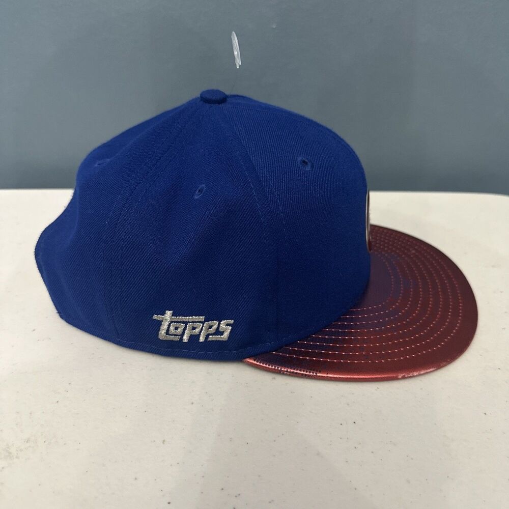 New Era 9Fifty Chicago Cubs Snapback Hat Blue Red 2018 Topps Card Design - Picture 3 of 9